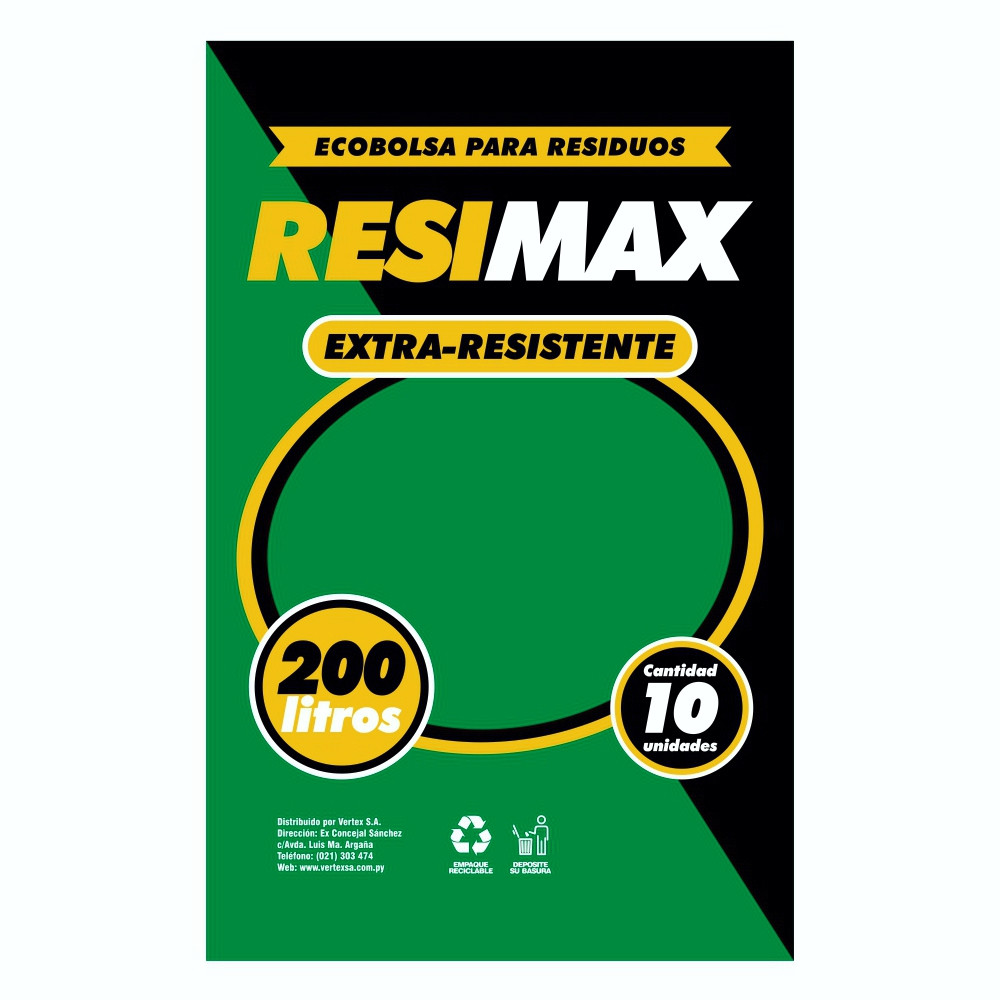 BOLSAS DE BASURA RESIMAX EXTRA RESIST. 200LTS